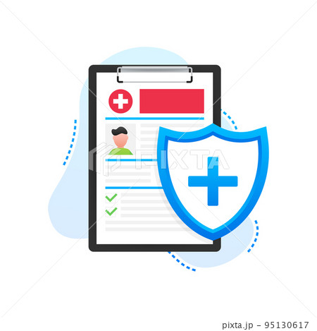 Health insurance concept. Medical document, clipboard. Vector illustration. Health insurance concept. Medical document, clipboard. Vector illustration. 95130617