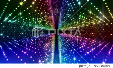 ネオン LED ライト SF 未来的 ドット ダーク スペース 背景 3D イラスト 95130869