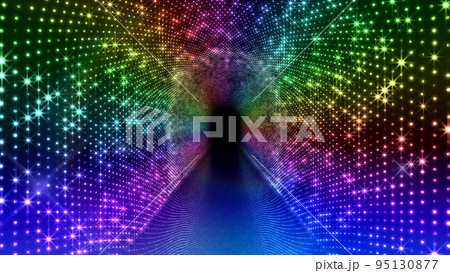 ネオン LED ライト SF 未来的 ドット ダーク スペース 背景 3D イラスト 95130877