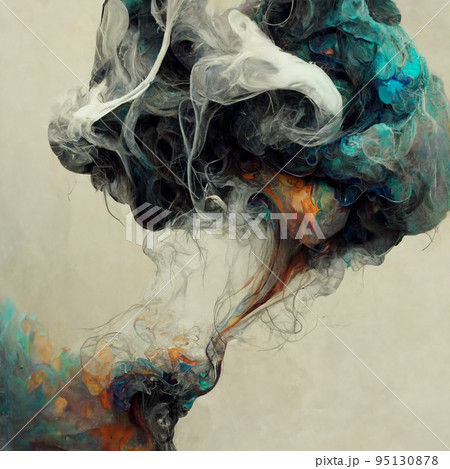 Abstract design of a dust cloud. Colorful rainbow of dust particles on grey background. 95130878