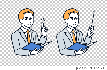 指示棒で説明するビジネスマンのベクターイラスト素材 95132121
