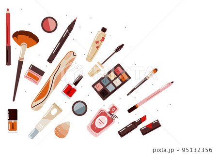Beauty and makeup products on white background with blank copy space.Vector  95132356