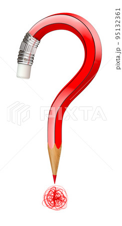 A red pencil forming the shape of a question mark A red pencil forming the shape of a question mark 95132361