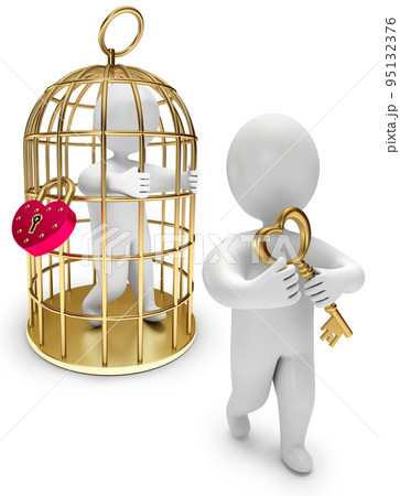 man in a golden cage, person holds the golden key man in a golden cage, person holds the golden key 95132376