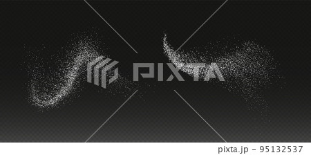Sugar powder splash, flying salt, baking flour top view. White powder. Sugar powder splash, flying salt, baking flour top view. White powder. 95132537