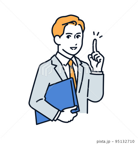 ポイントを説明するスーツの男性のベクターイラスト素材 95132710