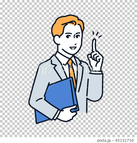 ポイントを説明するスーツの男性のベクターイラスト素材 95132710
