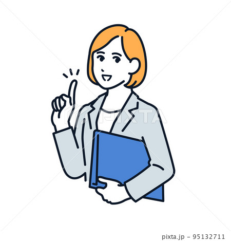 ポイントを説明するスーツの女性のベクターイラスト素材 95132711
