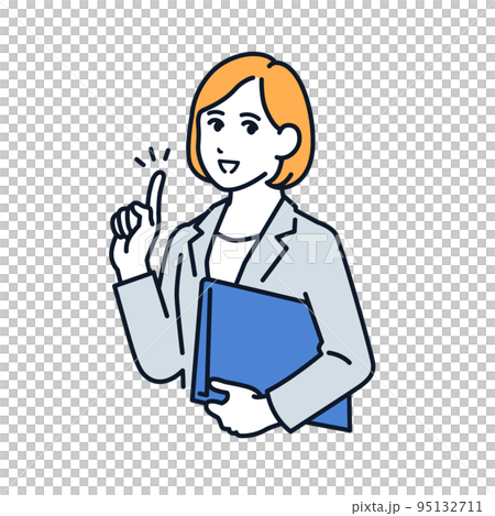 Vector illustration material of a woman in a suit explaining the point 95132711