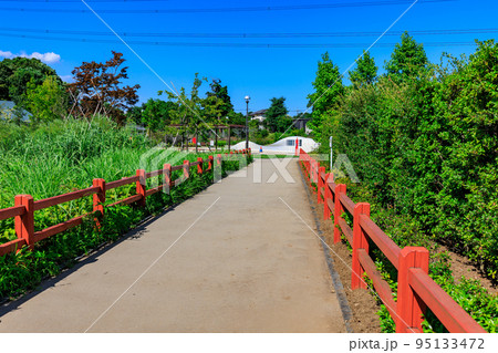 埼玉県　川口市にあるイイナパーク川口　とんぼ池に架かる橋 95133472