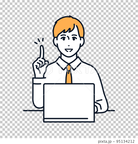 ポイントを説明するビジネスマンのベクターイラスト素材 ポイントを説明するビジネスマンのベクターイラスト素材 95134212