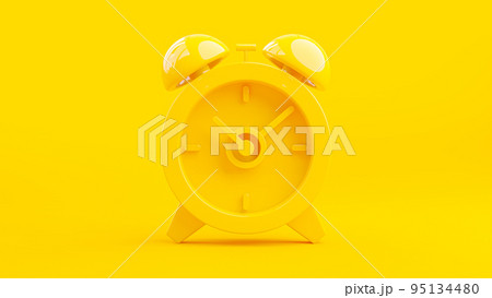 Yellow alarm clock on Yellow background. Yellow alarm clock on Yellow background. 95134480