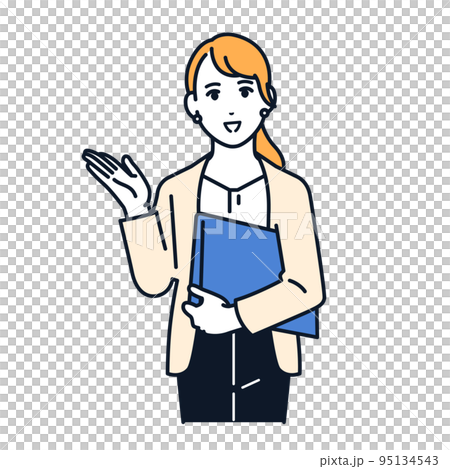 Vector illustration material of a woman in a suit guiding 95134543