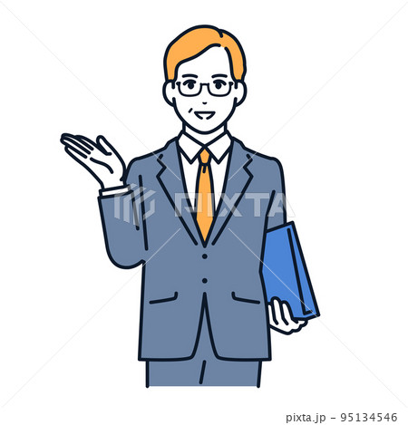 案内をするミドル男性のベクターイラスト素材 95134546