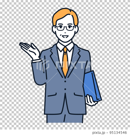 案内をするミドル男性のベクターイラスト素材 95134546