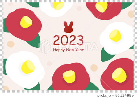 Camellia pattern New Year's card template landscape size Camellia pattern New Year's card template landscape size 95134999
