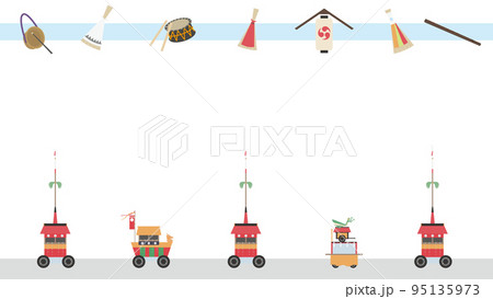 京都祇園祭のフレーム(フラットイラスト) 京都祇園祭のフレーム(フラットイラスト) 95135973