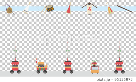 京都祇園祭のフレーム(フラットイラスト) 京都祇園祭のフレーム(フラットイラスト) 95135973