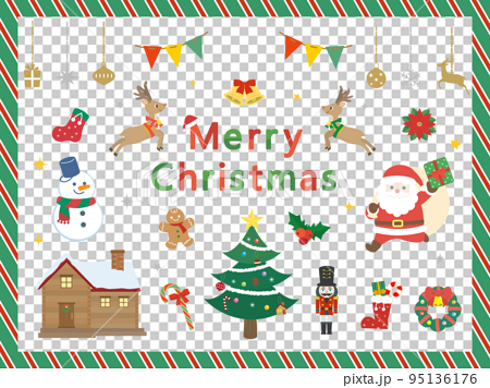 シンプルなクリスマスのイラスト素材　サンタとトナカイ　セット 95136176