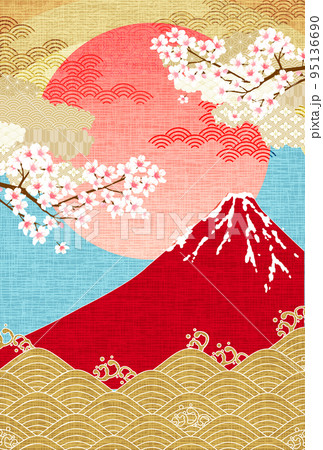 富士山 桜 年賀状 背景 富士山 桜 年賀状 背景 95136690