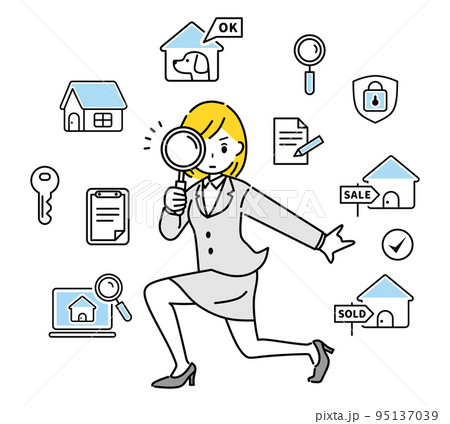 不動産のイメージイラスト ビジネスウーマン 不動産のイメージイラスト ビジネスウーマン 95137039
