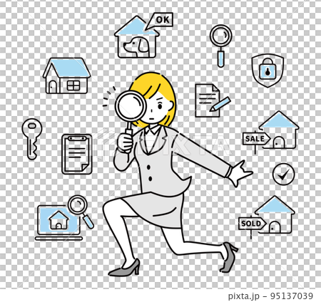不動産のイメージイラスト ビジネスウーマン 不動産のイメージイラスト ビジネスウーマン 95137039