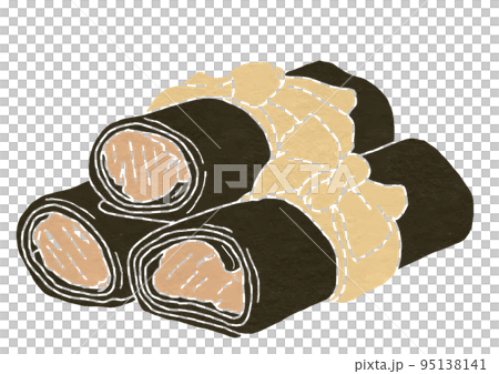 複数の昆布巻きのイラスト(版画風) 複数の昆布巻きのイラスト(版画風) 95138141