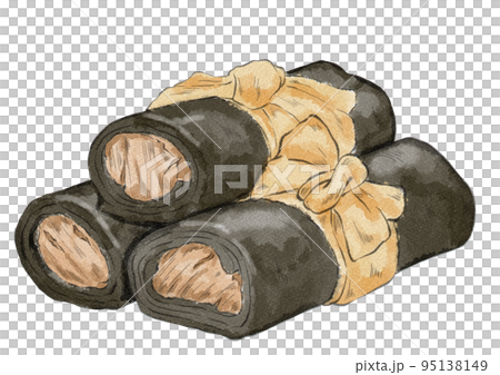 複数の昆布巻きのイラスト（水彩風） 95138149