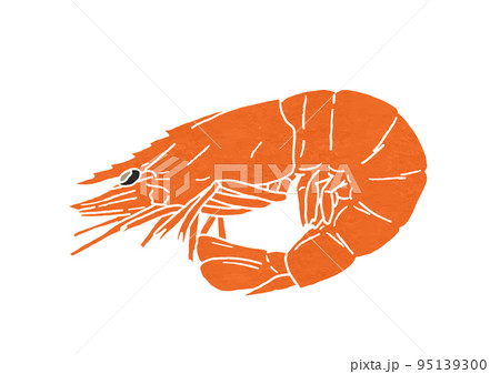 エビのつや煮のイラスト（版画風） 95139300