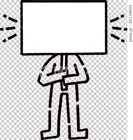 看板を持つ棒人間_空欄 95139603
