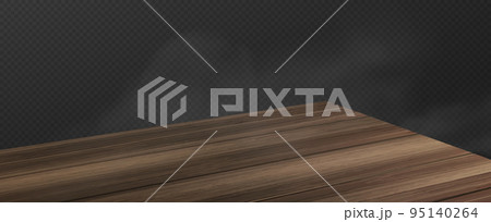 Wooden table corner with smoke perspective view Wooden table corner with smoke perspective view 95140264
