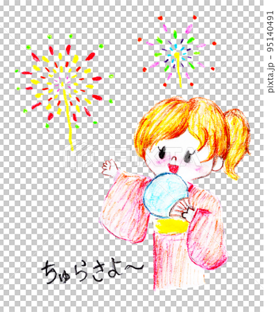 夏の花火大会と浴衣女子 夏の花火大会と浴衣女子 95140491