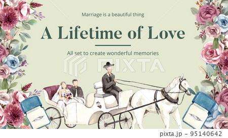 Blog banner template with cozy chic wedding concpet,watercolor style 95140642