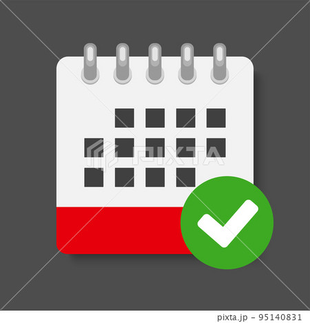 Icon calendar - popup message marl done, check Icon calendar - popup message marl done, check 95140831