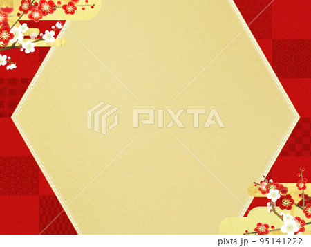 市松模様の背景と梅の花 市松模様の背景と梅の花 95141222