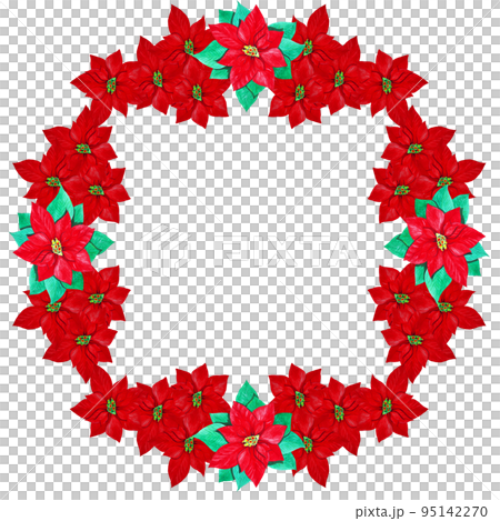 frame made of red watercolor poinsettia 95142270