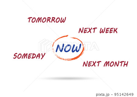 Concept of procrastination with now or later Concept of procrastination with now or later 95142649