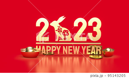 The 2023 gold for year of the rabbit 3d rendering The 2023 gold for year of the rabbit 3d rendering 95143205