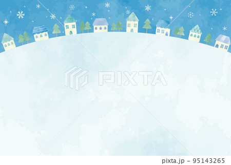 のどかな冬の街並みイラスト のどかな冬の街並みイラスト 95143265
