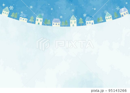 シンプルな手描きの冬の街並みイラスト 95143266