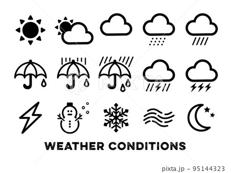 シンプルなお天気マークセット 95144323