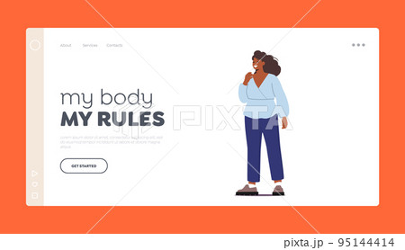 Curvy Fat Adult Girl Landing Page Template....のイラスト素材 [95144414] - PIXTA