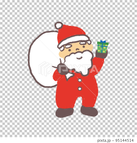 Santa Claus holding a present hand-drawn Santa Claus holding a present hand-drawn 95144514