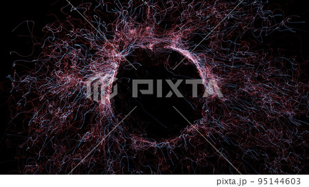 3D rendering cosmic energy strings. Energy flows in the form of thin bright elements 95144603