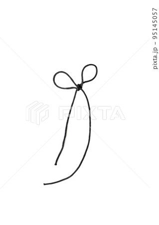Black String Bow Isolated. Dark Shoelace Bows, Packaging Cord