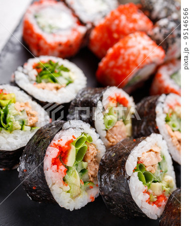 Huge Sushi Roll Set Big Party Stock Photo 1604585764