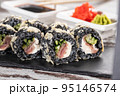 Close up of original unconventional sushi with black rice 95146574