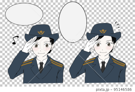 Illustration of two SDF members saluting Illustration of two SDF members saluting 95146586