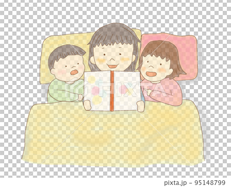 父母和孩子睡覺時看繪本 95148799