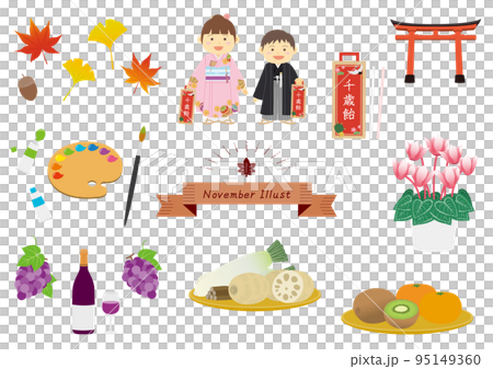 11月に関連するイラストのセット1 95149360